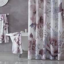 Image of Catherine Lansfield Dramatic Floral Shower Curtain Blush Polyester Eyelet Design