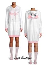 Image of Disney Women's Marie Cat Aristocats Pajamas Sleep Shirt Socks S M Costume Hoodie