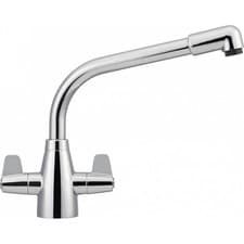 Image of Franke Davos Chrome Dual Lever Kitchen Tap Brass L-Spout Swivel 245mm