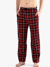 Image of Harvey James Pyjama Bottoms Mens Fleece Check Lounge Sleepwear Pants