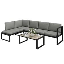 Image of Outsunny Garden Sofa Set with 2 Loveseats, Armless Chair, Coffee Table