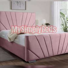 Image of New Style Horizon Panel Luxury Plush Velvet Sunrise Bed,Upholstered Bed Frame