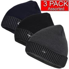 Image of Mens Winter Hat Warm Fleece Lining Beanie Turp Up Acrylic Wooly Thermal Cap