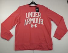 Image of New Under Armour UA Rival Terry Logo Graphic Crew Sweatshirt Mens Medium Salmon
