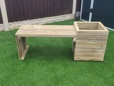 Image of Premium Garden Wooden Bench With Planter