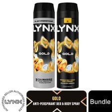 Image of Lynx Gold 2pk Bundle of 200ml Body Spray & 200ml Anti-Perspirant Deodorant