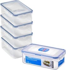 Image of LocknLock Classic Rectangular Food Storage Airtight Container BPA Free 1L 5 Pack