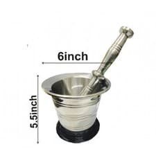 Image of Large Stainless Steel Mortar and Pestle Set Spice Grinder Crusher Pharmacy Bowl