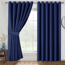 Image of Thick Thermal Blackout Curtains Ready Made Eyelet Ring Top Pair Curtain Panel