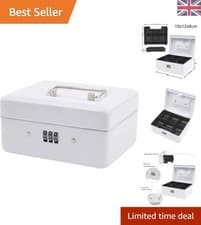 Image of Elegant 6-Inch White Security Lock Box with 3-Number Combination Lock
