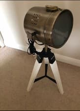 Image of Floor Lamp, 33L-Wood/Bronze/white Colour, Retro Photography Style