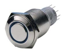 Image of Double Pole Double Throw (DPDT) Latching Push Button Switch, 16.2mm, Panel Mount