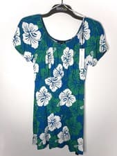 Image of Roman Blue Petite Tropical Floral Stretch Dress uk 14 BNWT
