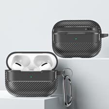 Image of For AirPods 2nd 3rd Gen/Pro 2nd Shockproof Carbon Fiber Pattern Case+Keychain