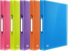 Image of Oxford A4 Ring Binders, 5 Flexible 2-Ring Folders, 40mm, Assorted Colours