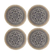 Image of Creative Tops Jute Hessian Blue Mandala Placemats - Set of 4