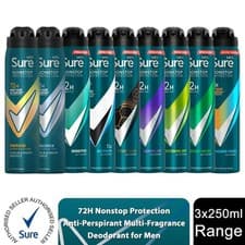 Image of Sure Men Anti-perspirant 72H Nonstop Protection Deodorant, 250ml 3 Pack