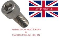 Image of M5 SOCKET CAP SCREWS ALLEN BOLT HEX HEAD - DIN 912 in A2 STAINLESS STEEL