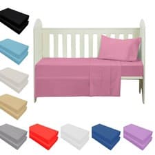 Image of 200 Thread Counts Cotton Plain Fitted Cot Bed Sheets Cover Baby Room Beddings