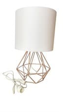 Image of Modern Copper Geometric Base/White Shade Lamps