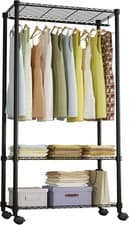 Image of Heavy-Duty Portable Closets 3-Tier Clothes Garment Rack Adjustable Shelves