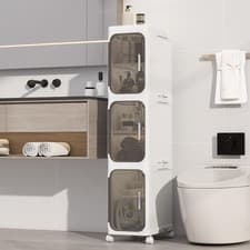 Image of KHNR 3-Tier Slim Bathroom Storage Cabinet Foldable