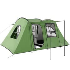 Image of Outsunny 3-4 Man Tunnel Tent with Sewn in Floor, 3000mm Waterproof, Green