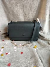 Image of DKNY Black Sina MD Flip Shoulder Bag, BNWT, Gold/Silver Accents