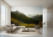 Image of Landscape decor Wallpaper Mountains wall mural large art nature green READY MADE