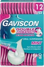 Image of 2 x Gaviscon Double Action Mint Sachets - 12 x 10ml - Heartburn Relief
