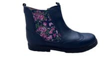 Image of Start Rite Girls Chelsea Leather Ankle Boots Navy Floral. Size UK 3.5 Brand New
