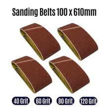 Image of Sanding Belt 100 x 610mm Heavy Duty Aluminium Oxide Sandpaper 40 60 80 120 Grit