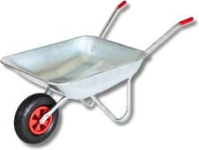Image of Galvanised Wheelbarrow 65L Pneumatic Metal Wheel Barrow, Galvanised Tub