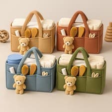 Image of Baby Nappy Caddy Organiser New Born Baby Essentials For New Mum Changing Basket