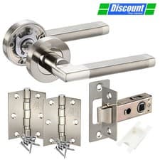 Image of Door Handle Pack with Straight Lever on Rose Chrome Handles for Internal Doors