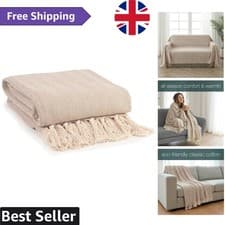 Image of Versatile Reversible Herringbone Throw Blanket - Large Cotton 150 x 200cm