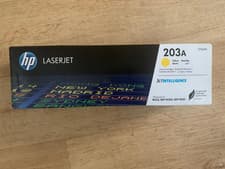 Image of Genuine HP 203A Toner Cartridge Yellow Box sealed and not in mint condition