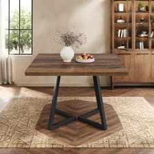 Image of Square Dining Table for 4, Industrial Kitchen Table w/ Metal Base 80 x 80 x 75cT
