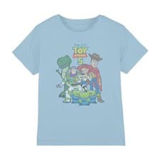 Image of Disney Toy Story 5 Character Group Logo Faded Kids T-Shirt 3-8 Years, Light Blue