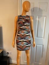 Image of Topshop Multicoloured Sleeveless Short Bodycon Dress Size UK10 EU38 NWT