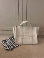 Image of Marc Jacobs Leather The Tote Bag Cream Beige Medium Size with Dust Bag Excellent
