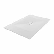 Image of SMC White Shower Tray for Shower Enclosure Slate Stone Effect with Waste
