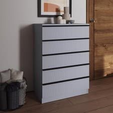 Image of 5 Drawer Chest of Drawers Matt Grey Modern Bedroom furniture Ripple Design
