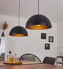 Image of Black Metal Pendant Light Ceiling Fitting Modern Dome Shade Living Room Kitchen