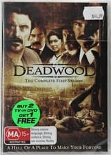 Image of Vtg DEADWOOD Complete Season 1 NEW TV Series 4 Disc DVD Set 2004 MA R4 Sealed