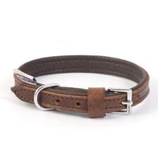 Image of Ancol Vintage Leather Padded Collar Chestnut 26-31cm, XSmall (Size 2) 122120