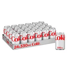Image of Diet Coca-Cola Multipack Can 330ml - Pack of 24, Sugar-Free Low Calories