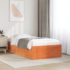 Image of WALPLUS Wax Brown Single Solid Wood Pine Bed Frame Without Mattress 90x190