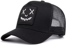 Image of Mesh Hat Embroidered Smiley Face Baseball Cap Trucker hat