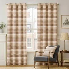 Image of Morocco Cotton Ribbed Striped Curtains Ready Made - 9 Colours Available
